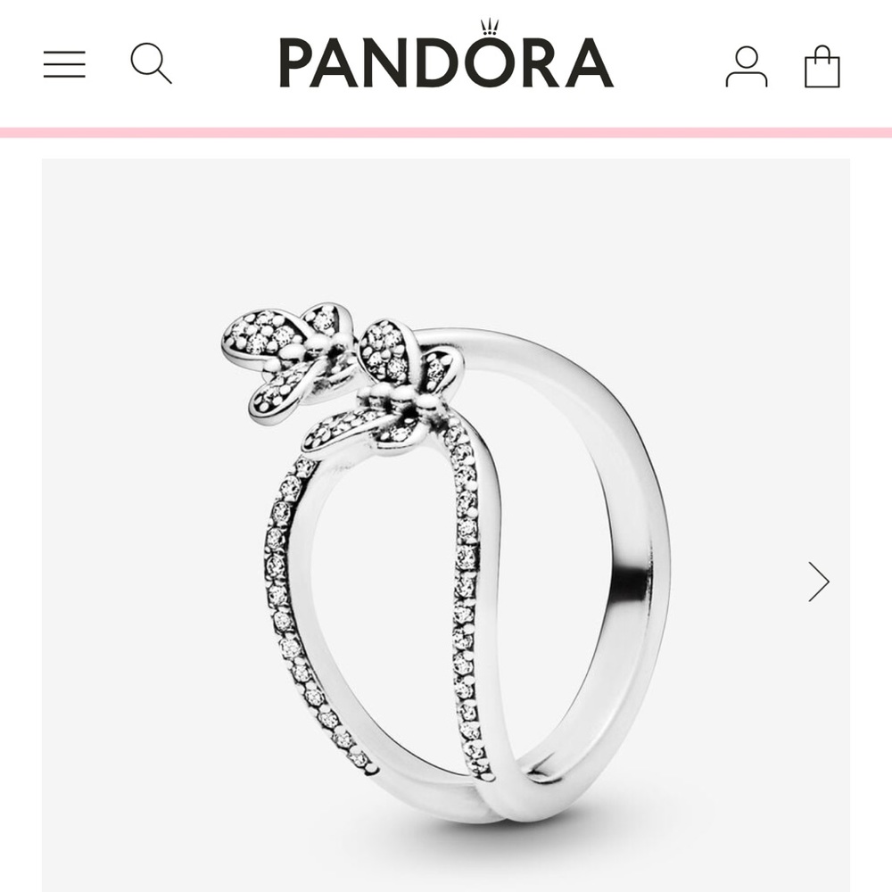 Pandora Sparkling Butterfly Open Ring Size 4 or EU:48
